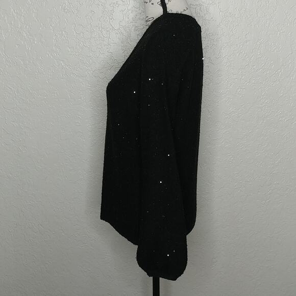 LOFT Sequin Sweater Black Size XS - Picture 2 of 5